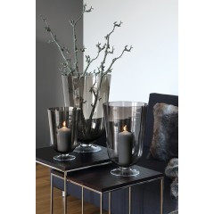 ROYAL, Windlicht,grau,transparent,m.Fuss, 30x20cm