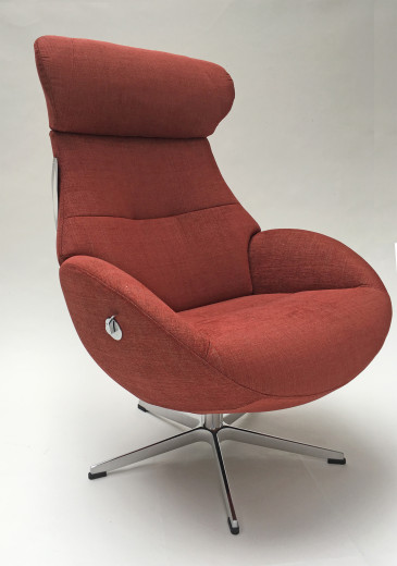 GLOBE-Sessel, Bezug MATISS Terracotta 1373-35 , X-Fuss Alu