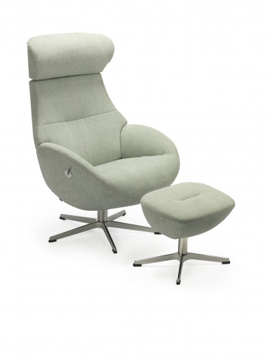 GLOBE Sessel + Hocker, Bezug TRITON Soft.Blue