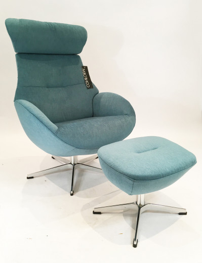 GLOBE-Sessel + Hocker, Bezug EVITA OCEAN