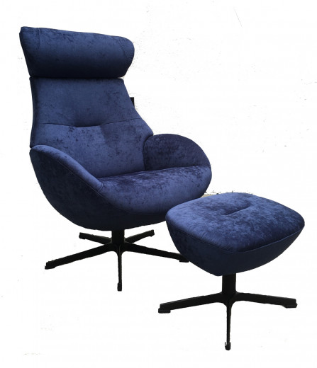 GLOBE Sessel + Hocker, Bezug AZURE Dark Blue