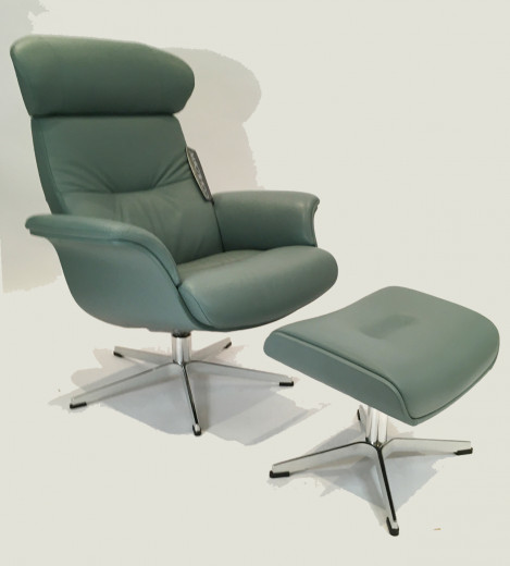 TIMEOUT Sessel und Hocker Vollpolster / SAUVAGE Turquoise 1093-42, Rücken Standard, X-Fuss Alu