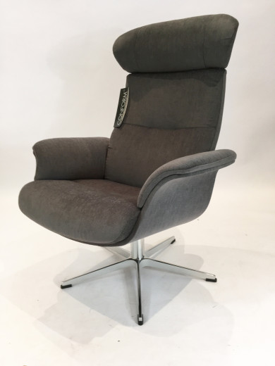 TIMEOUT XL Sessel Vollpolster / EVITA concrete, X-Fuss Alu +3,5cm
