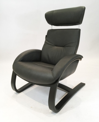 FLOW Freischwinger-Sessel EI-schwarz / BOLZANO Black 2545-89, Rücken Standard