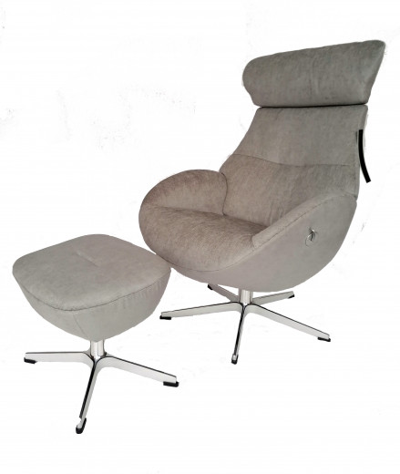 GLOBE-Sessel + Hocker, Bezug EVITA silver