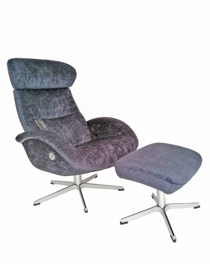 FLOW Sessel + Hocker, Bezug MERCEDES Blue
