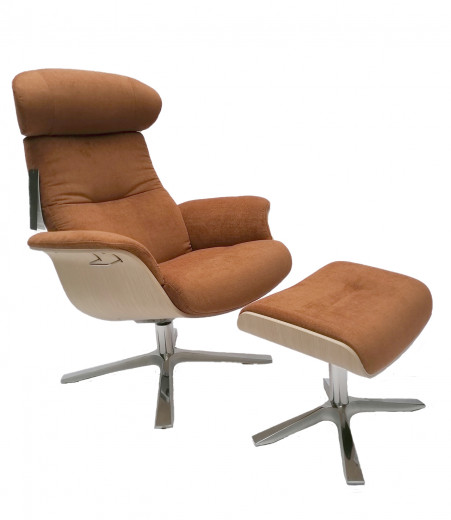 TIMEOUT XL Sessel + Hocker Eiche unbeh., VELVETY Bronze