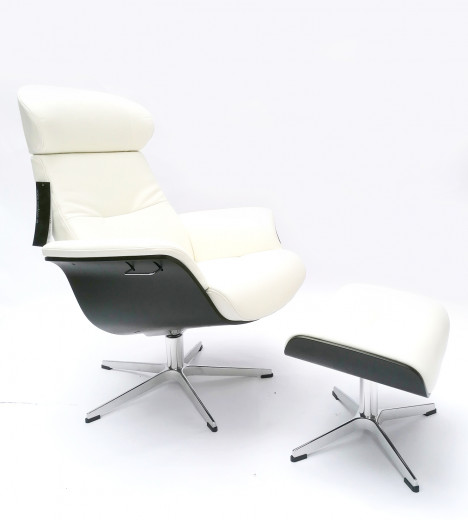 TIMEOUT Sessel + Hocker Eiche-sw, FANTASY PURE-WHITE