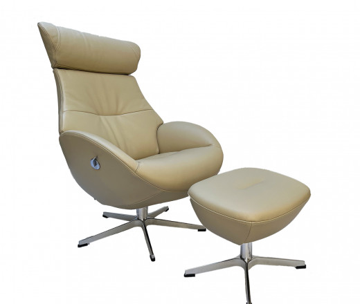 GLOBE Sessel u. Hocker, Leder FANTASY Cream