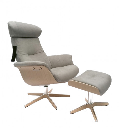 TIMEOUT XL Sessel + Hocker , EI unbeh. / VELVETY Stone