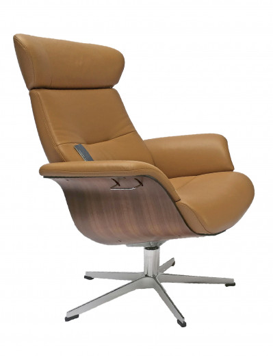 TIMEOUT Sessel + Hocker Walnuss / SAUVAGE Cognac