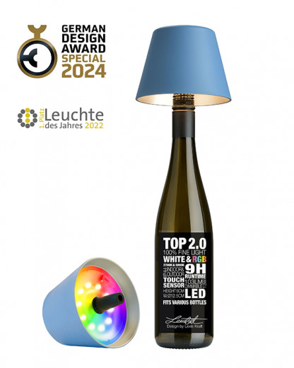 TOP Flaschenleuchte RGB blau, 1,5W LED, akkubetrieben, dimmbar
