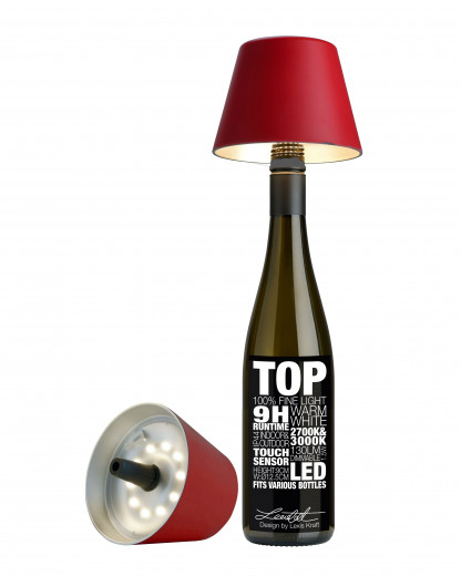TOP Flaschenleuchte rot  RGB 1,5W LED, akkubetrieben, dimmbar