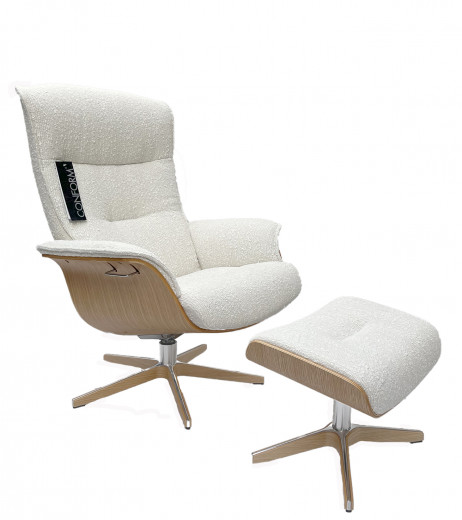PRIME Sessel u. Hocker EI-HELL / DENALI white 1501-00, X-Fuss Alu/Holz