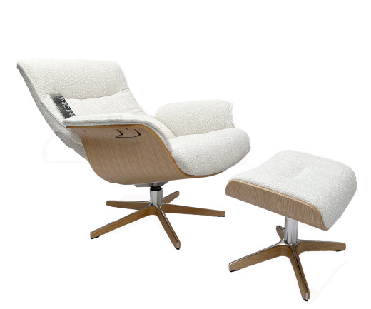 PRIME Sessel u. Hocker EI-HELL / DENALI white 1501-00, X-Fuss Alu/Holz
