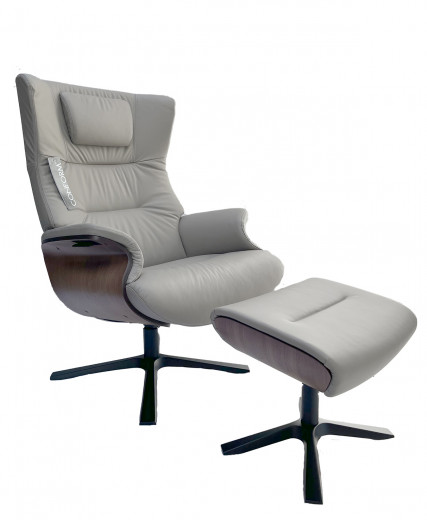 AFTERWORK Sessel WALNUSS, Leder MENO Cement 2533-78