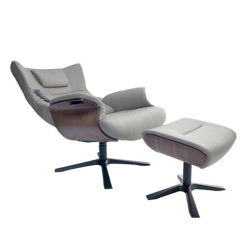 AFTERWORK Sessel WALNUSS, Leder MENO Cement 2533-78