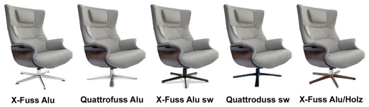 AFTERWORK Sessel WALNUSS, Leder MENO Cement 2533-78