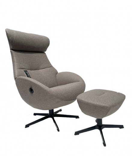 GLOBE Sessel u. Hocker, Bezug SHEFORD mole 1383-63 , X-Fuss Alu-schwarz