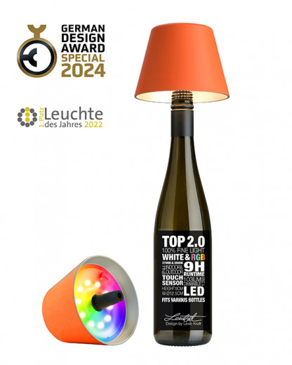 TOP Flaschenleuchte RGB orange, 1,5W LED, akkubetrieben, dimmbar