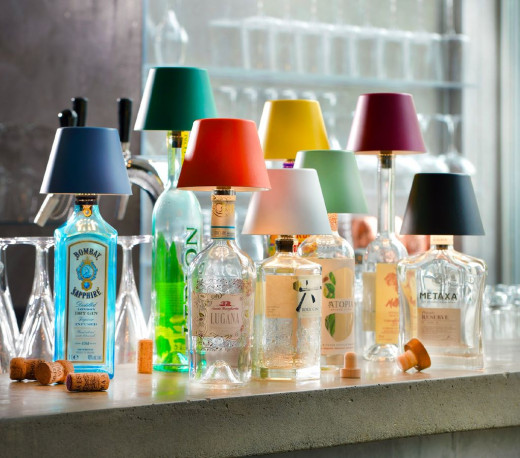 TOP Flaschenleuchte grün, 1,5W LED, akkubetrieben, dimmbar