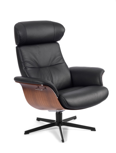 TIMEOUT Sessel Walnuss/FANTASY BLACK, Rücken Standard, X-Fuss-Alu schwarz