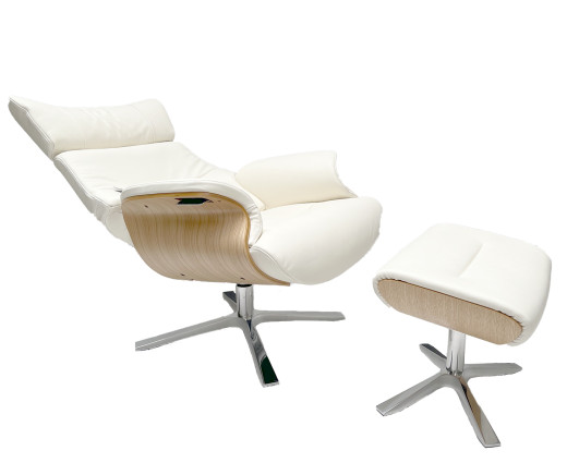 AFTERWORK 2, Sessel EICHE-Hell / Leder FANTASY snow-white