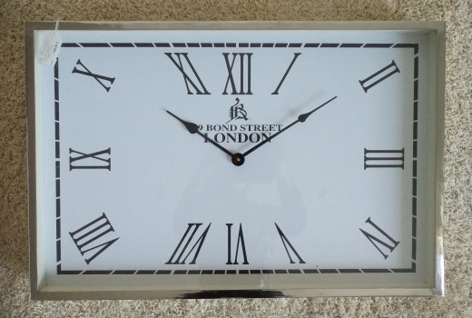 BOND STREET, Wanduhr rechteckig 61 x 41cm, vernickelt
