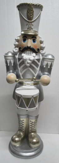 NUSSKNACKER 86,5 cm, weiss / silber / champagner