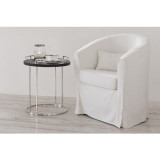 LYON, Ledertablett rund, braun, mit St舅der vernickelt, H.56cm,D