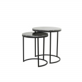 Beistelltisch ALFIO Braun/Marmor/Schwarz H.48/H.53cm
