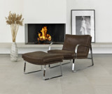 SHABBY Armlehnsessel chrom glanz, Leder JESOLO 2547-69 Testa Moro, Kontrast Naht