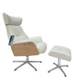AIR Sessel u. Hocker EICHE-HELL / Leder NATURELLE white 2510-01, X-Fuss Alu