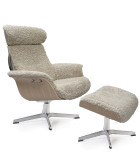 TIMEOUT Sessel Eiche unbeh /Schaffell sand + Arts Birch, Rücken Standard, X-Fuss Alu