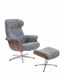 TIMEOUT Sessel+ Hocker, Walnuss / Schaffell GRAPHITE