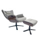 AFTERWORK Sessel WALNUSS, Leder MENO Cement 2533-78