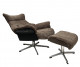 Conform AIR Sessel mit Hocker, EICHE-SW / Schaffell Sahara F7, Rücken Standard, X-Fuss Alu