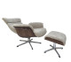TIMEOUT Sessel+Hocker Walnuss /Schaffell sand + Arts Birch, X-Fuss Alu