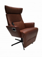 RELIEVE XL Sessel m. Fußstütze, WESTERN Cognac, X-Fuss Alu-schwarz +3,5cm