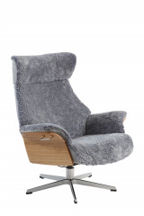 Conform AIR Sessel EI-hell / Schaffell graphite, Rücken +5cm, X-Fuss Alu