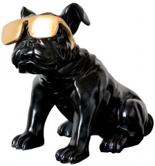 Bulldogge m. Sonnenbrille, Skulptur 40x23x34cm