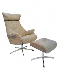 AIR XL Sessel + Hocker, Vollpolster / DIVINE Nougat