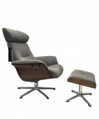 TIMEOUT Sessel +Hocker, WALNUSS/ Bezug TRITON Stone