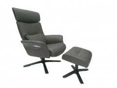 MASTER CLASSIC Sessel +Hocker, Leder BOLZANO Grey