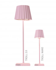 TROLL 2.0 Outdoorleuchte rosa, dimmbar, Akkubetrieben, H 38 cm