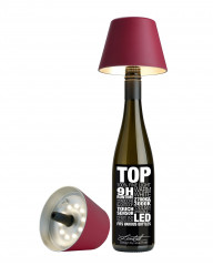 TOP Flaschenleuchte bordeaux,  1,5W LED, akkubetrieben, dimmbar