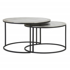 TALCA Couchtisch 2-tlg. Rohalu vernickelt D.75 / 67cm
