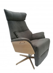AIR XL Sessel m. Fußst. Eiche unbehandelt, Bezug VELVETY d-grey, X-Fuss Alu/Holz. +3,5cm