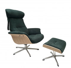 TIMEOUT XL Sessel+ Hocker, Eiche unbehandelt/ VELVETY Dark Teal