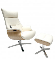AFTERWORK 2, Sessel EICHE-Hell / Leder FANTASY snow-white